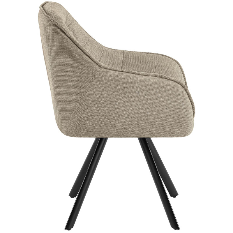 Fauteuil de table vintage chic pivotant Tissu Taupe Métal Noir Mat Marik - 5