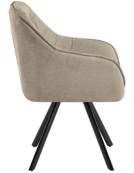 Fauteuil de table vintage chic pivotant Tissu Taupe Métal Noir Mat Marik - 5
