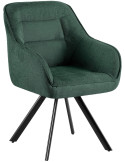 Chaise de salle à manger pivotante tissu vert profond et métal noir 57 x 64 x 89 cm Marik