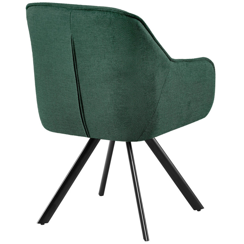 Fauteuil de table vintage chic pivotant Tissu Vert Métal Noir Mat Marik - 2