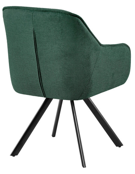 Fauteuil de table vintage chic pivotant Tissu Vert Métal Noir Mat Marik - 2
