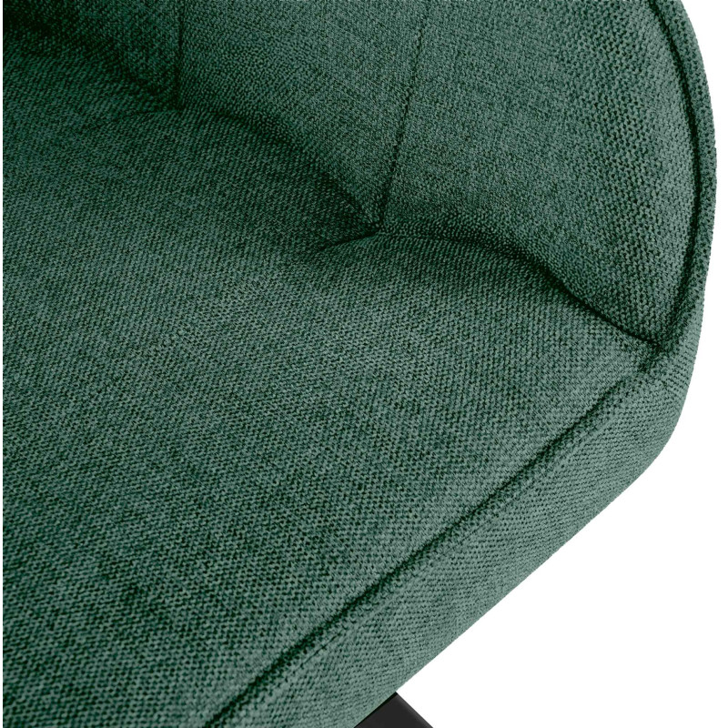 Fauteuil de table vintage chic pivotant Tissu Vert Métal Noir Mat Marik - 3