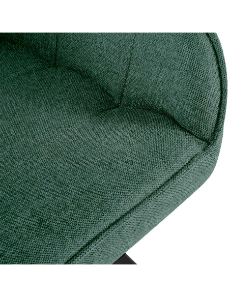 Fauteuil de table vintage chic pivotant Tissu Vert Métal Noir Mat Marik - 3
