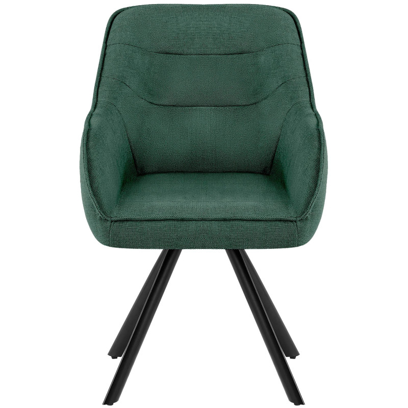 Fauteuil de table vintage chic pivotant Tissu Vert Métal Noir Mat Marik - 4