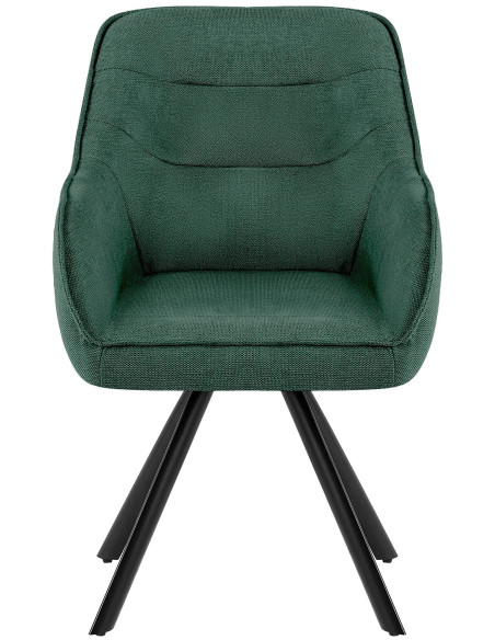 Fauteuil de table vintage chic pivotant Tissu Vert Métal Noir Mat Marik - 4