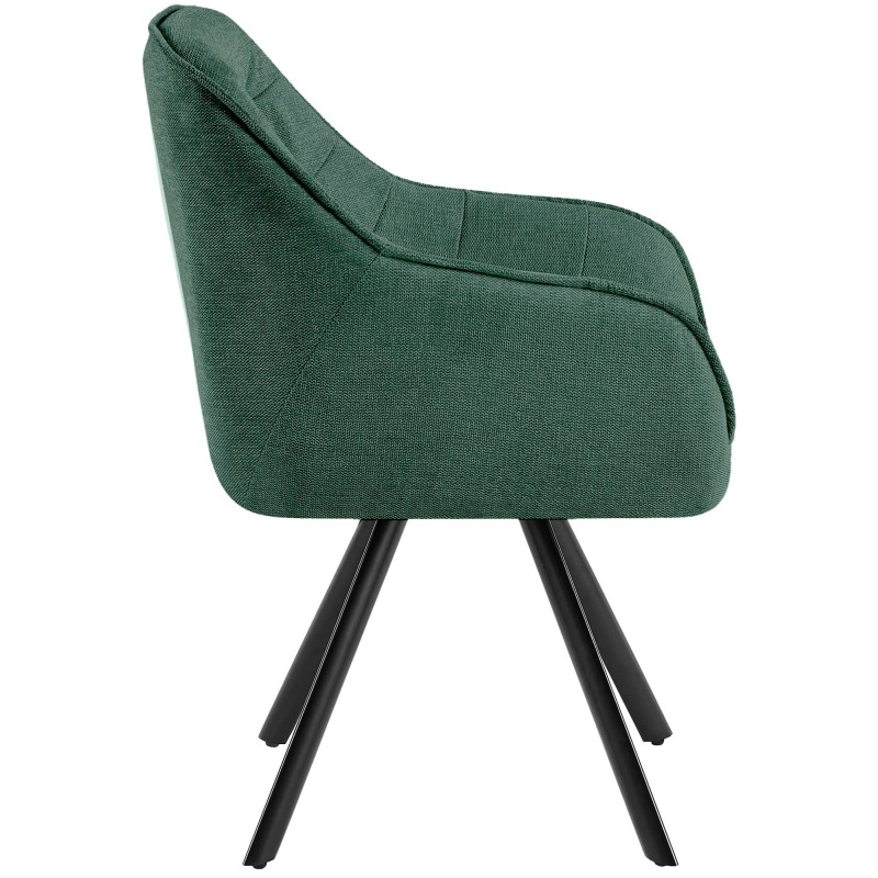 Fauteuil de table vintage chic pivotant Tissu Vert Métal Noir Mat Marik - 5