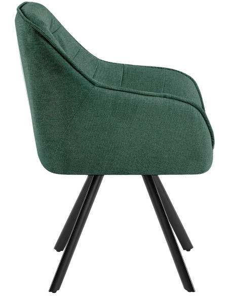 Fauteuil de table vintage chic pivotant Tissu Vert Métal Noir Mat Marik - 5
