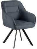 Chaise de salle à manger pivotante tissu gris foncé et métal noir 57 x 64 x 89 cm Marik