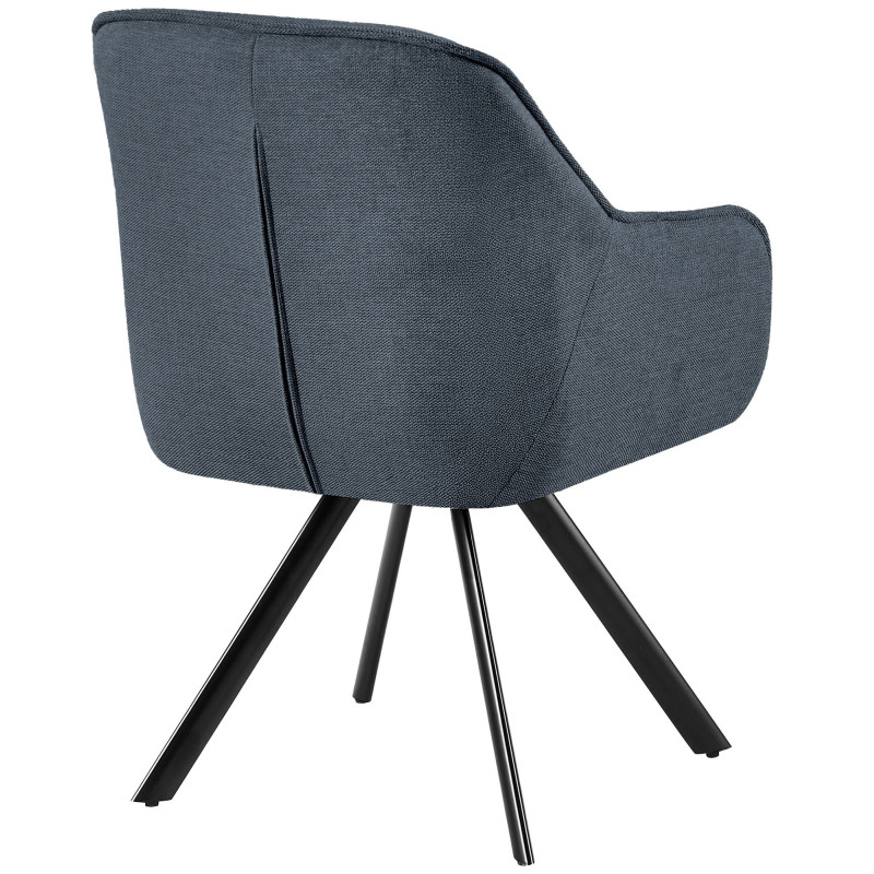 Fauteuil de table vintage chic pivotant Tissu Gris foncé Métal Noir Mat Marik - 2