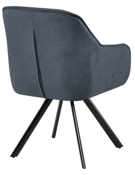 Fauteuil de table vintage chic pivotant Tissu Gris foncé Métal Noir Mat Marik - 2