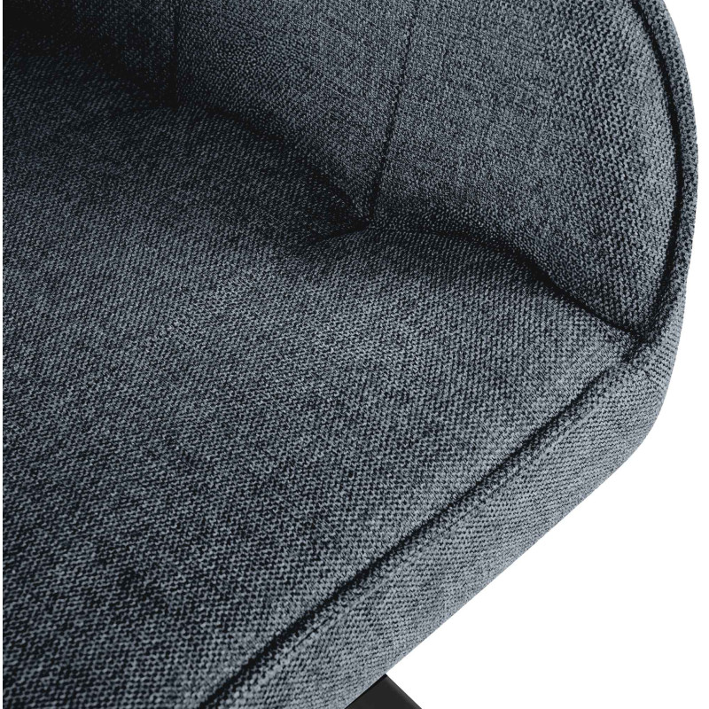 Fauteuil de table vintage chic pivotant Tissu Gris foncé Métal Noir Mat Marik - 3