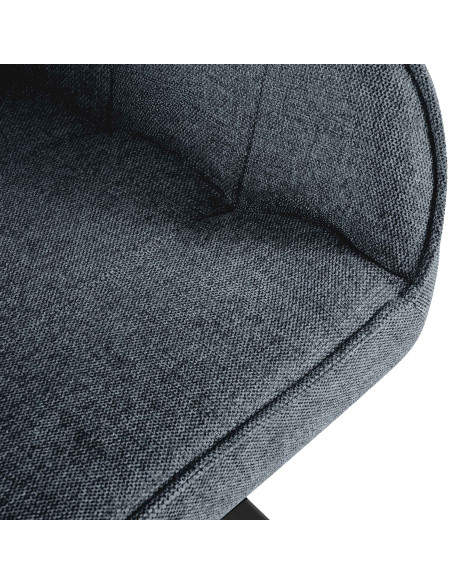 Fauteuil de table vintage chic pivotant Tissu Gris foncé Métal Noir Mat Marik - 3