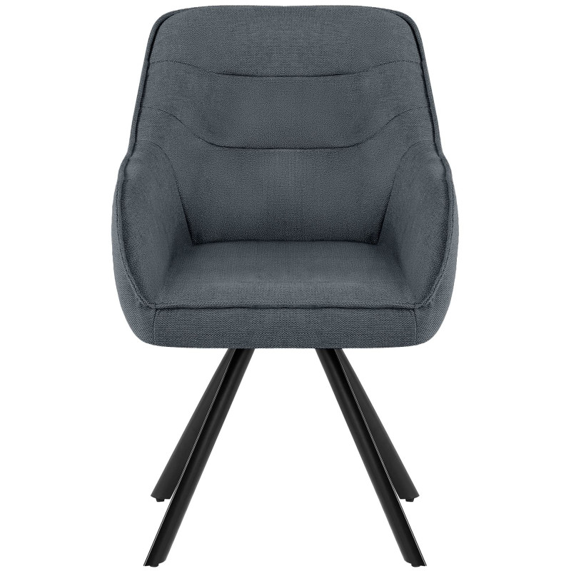 Fauteuil de table vintage chic pivotant Tissu Gris foncé Métal Noir Mat Marik - 4
