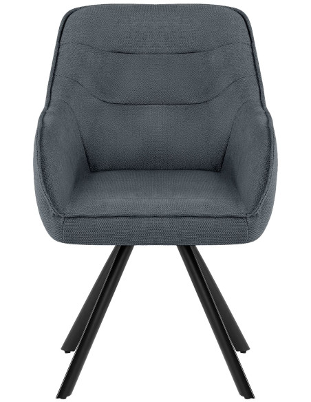 Fauteuil de table vintage chic pivotant Tissu Gris foncé Métal Noir Mat Marik - 4