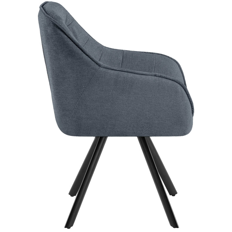Fauteuil de table vintage chic pivotant Tissu Gris foncé Métal Noir Mat Marik - 5