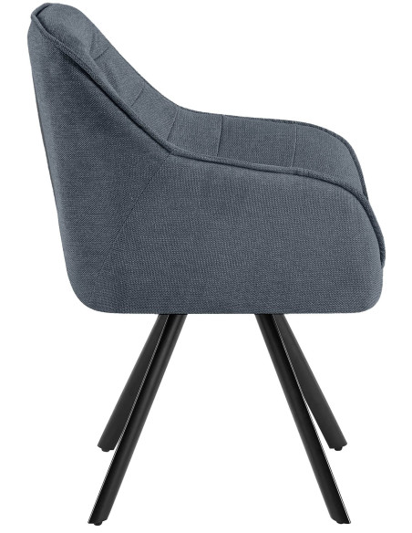 Fauteuil de table vintage chic pivotant Tissu Gris foncé Métal Noir Mat Marik - 5