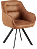 Chaise de salle à manger pivotante cognac clair en PU et métal noir 57 x 64 x 89 cm Marik