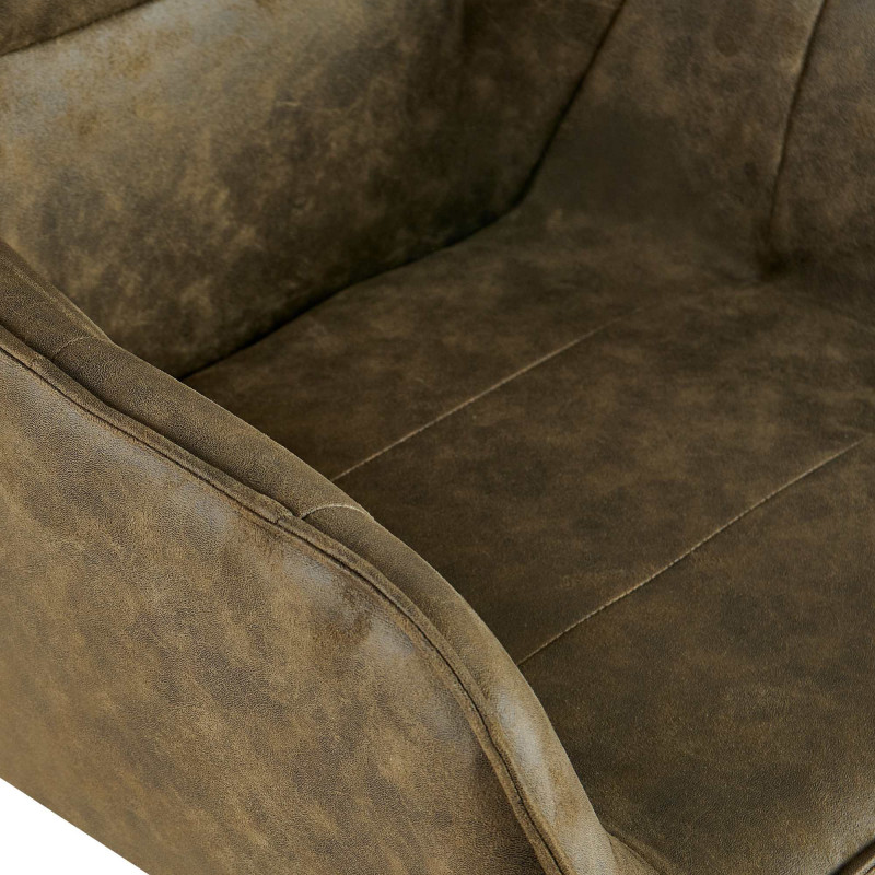 Fauteuil de table vintage chic pivotant Polyuréthane Vert Patiné Métal Noir Mat Marik - 3