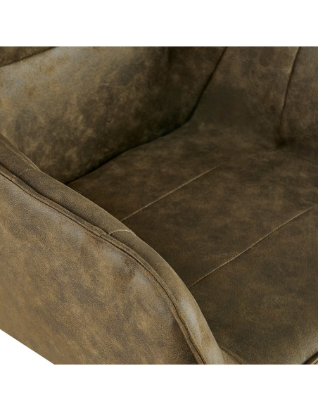 Fauteuil de table vintage chic pivotant Polyuréthane Vert Patiné Métal Noir Mat Marik - 3