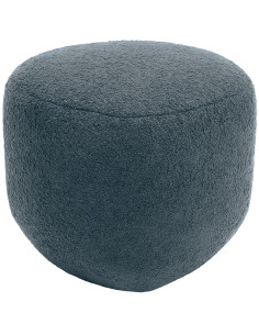 Pouf organique bouclette Galet Tissu Bleu foncé Bouclé Bois Koelo - 1