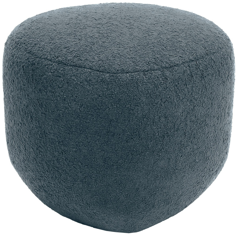 Pouf organique bouclette Galet Tissu Bleu foncé Bouclé Bois Koelo - 1
