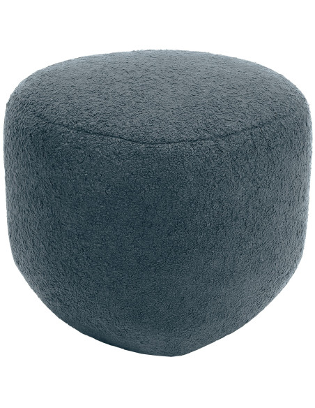 Pouf organique bouclette Galet Tissu Bleu foncé Bouclé Bois Koelo - 1
