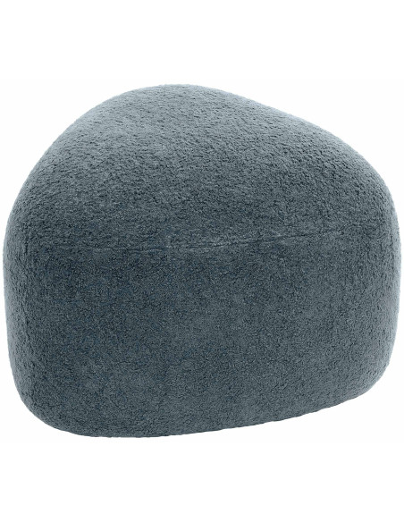 Pouf organique bouclette Galet Tissu Bleu foncé Bouclé Bois Koelo - 2