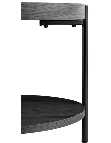 Table basse industrielle chic Ronde 1 étagère 50 cm Bois Gris Métal Noir Dalex - 3