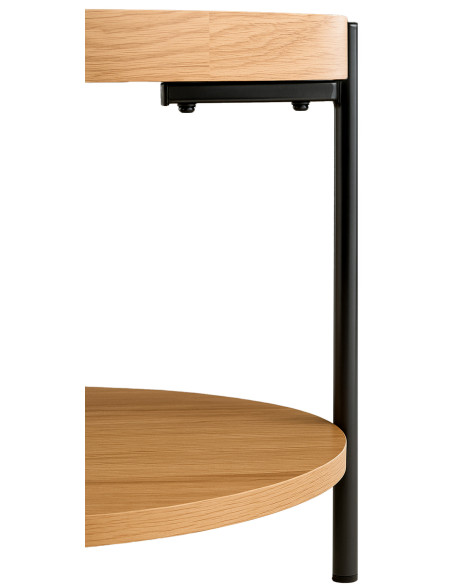 Table basse industrielle chic Ronde 1 étagère 50 cm Bois Naturel Métal Noir Dalex - 3