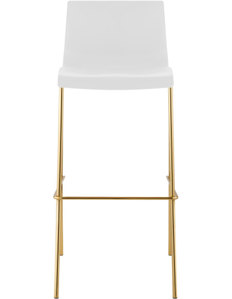 Tabouret de bar moderne chic Polypropylène Blanc Métal Doré Brillant Zeyon - 2