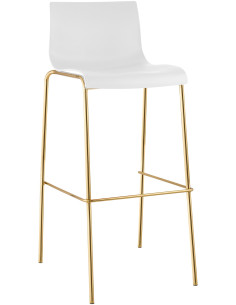 Tabouret de bar moderne chic Polypropylène Blanc Métal Doré Brillant Zeyon - 1