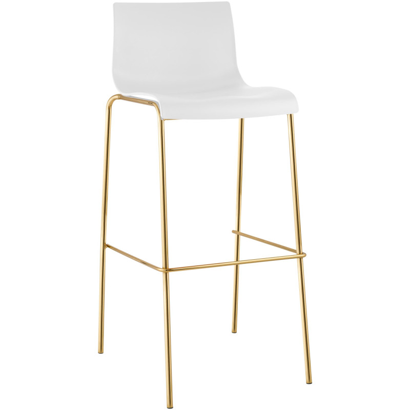 Tabouret de bar moderne chic Polypropylène Blanc Métal Doré Brillant Zeyon - 1