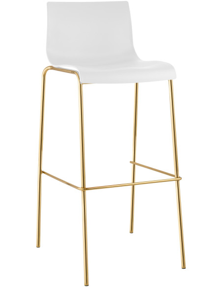 Tabouret de bar moderne chic Polypropylène Blanc Métal Doré Brillant Zeyon - 1