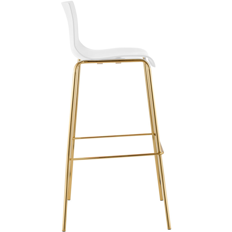 Tabouret de bar moderne chic Polypropylène Blanc Métal Doré Brillant Zeyon - 3