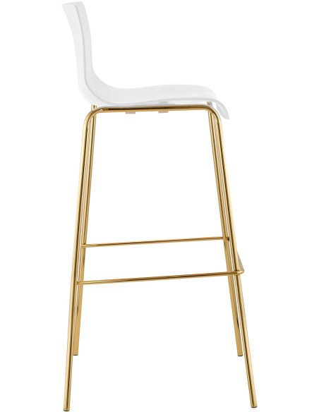 Tabouret de bar moderne chic Polypropylène Blanc Métal Doré Brillant Zeyon - 3
