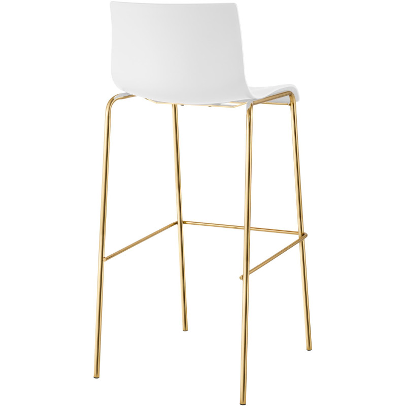 Tabouret de bar moderne chic Polypropylène Blanc Métal Doré Brillant Zeyon - 4