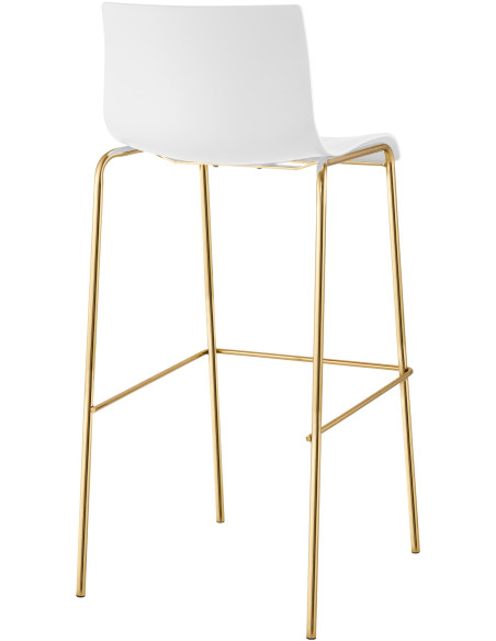 Tabouret de bar moderne chic Polypropylène Blanc Métal Doré Brillant Zeyon - 4