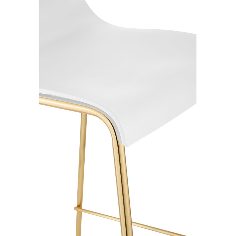 Tabouret de bar moderne chic Polypropylène Blanc Métal Doré Brillant Zeyon - 5