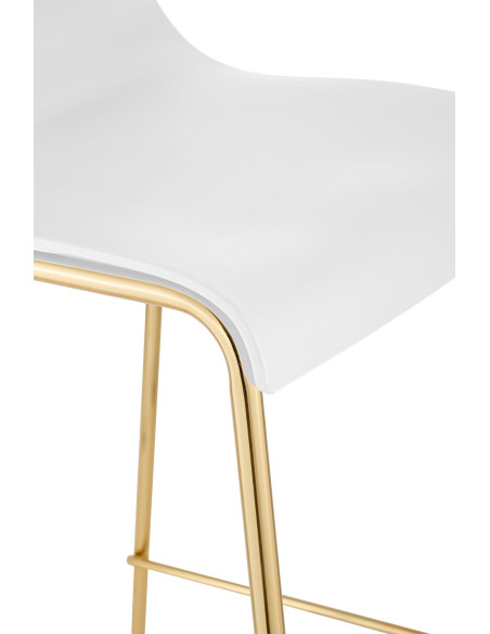Tabouret de bar moderne chic Polypropylène Blanc Métal Doré Brillant Zeyon - 5