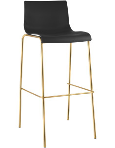 Tabouret de bar moderne chic Polypropylène Noir Métal Doré Brillant Zeyon - 1
