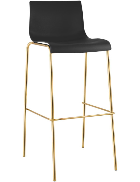 Tabouret de bar moderne chic Polypropylène Noir Métal Doré Brillant Zeyon - 1