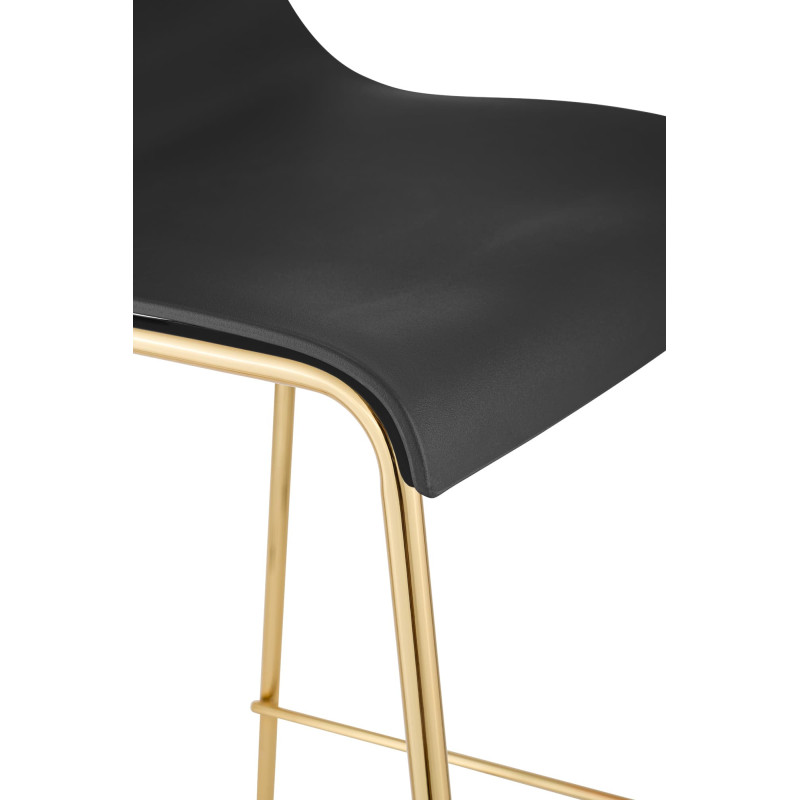 Tabouret de bar moderne chic Polypropylène Noir Métal Doré Brillant Zeyon - 5