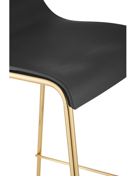 Tabouret de bar moderne chic Polypropylène Noir Métal Doré Brillant Zeyon - 5