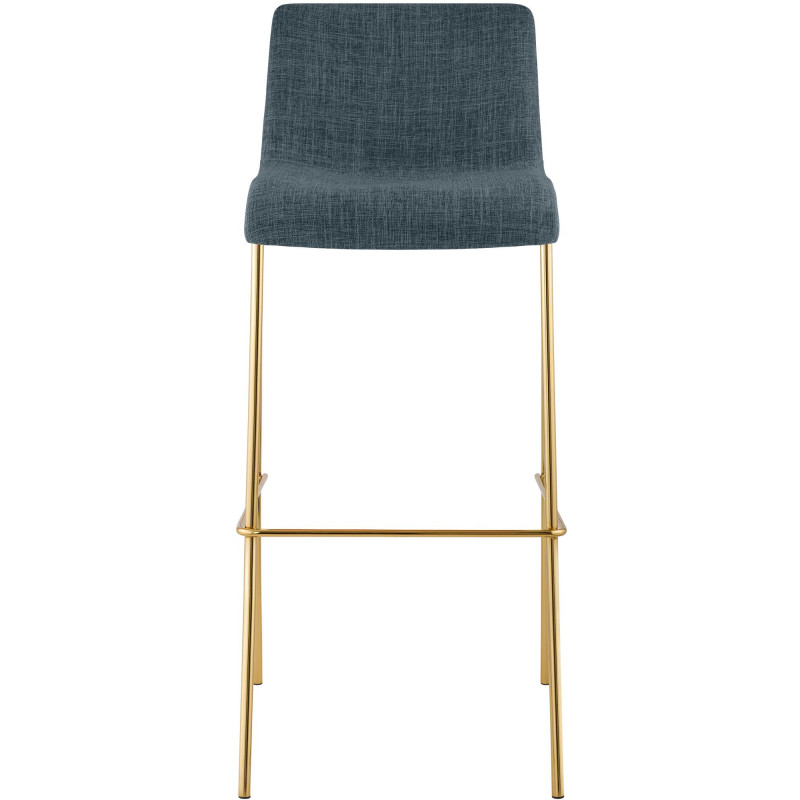 Tabouret de bar moderne chic Tissu Bleu Métal Argenté Chromé Zeyon - 2