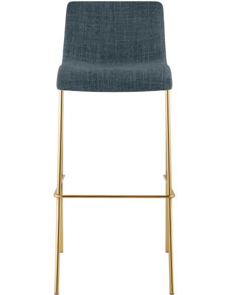 Tabouret de bar moderne chic Tissu Bleu Métal Argenté Chromé Zeyon - 2