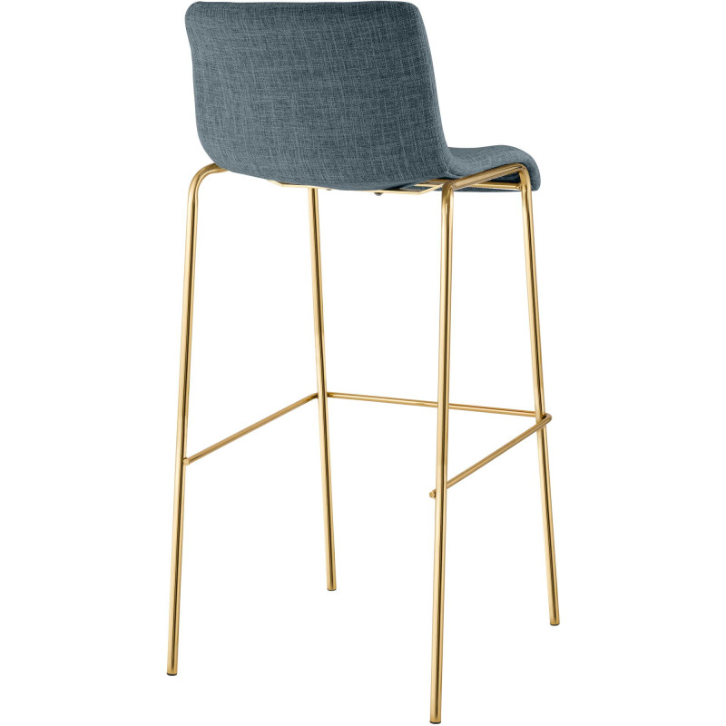 Tabouret de bar moderne chic Tissu Bleu Métal Argenté Chromé Zeyon - 4
