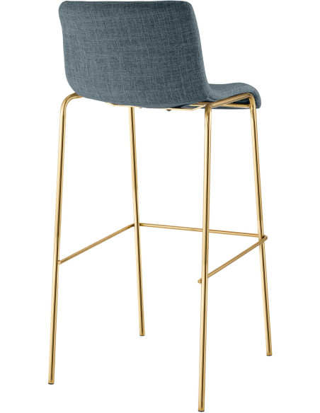 Tabouret de bar moderne chic Tissu Bleu Métal Argenté Chromé Zeyon - 4
