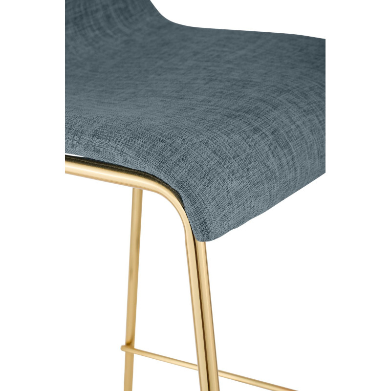 Tabouret de bar moderne chic Tissu Bleu Métal Argenté Chromé Zeyon - 5