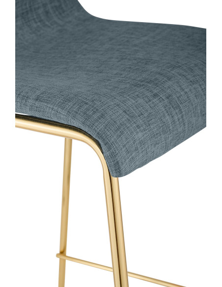 Tabouret de bar moderne chic Tissu Bleu Métal Argenté Chromé Zeyon - 5