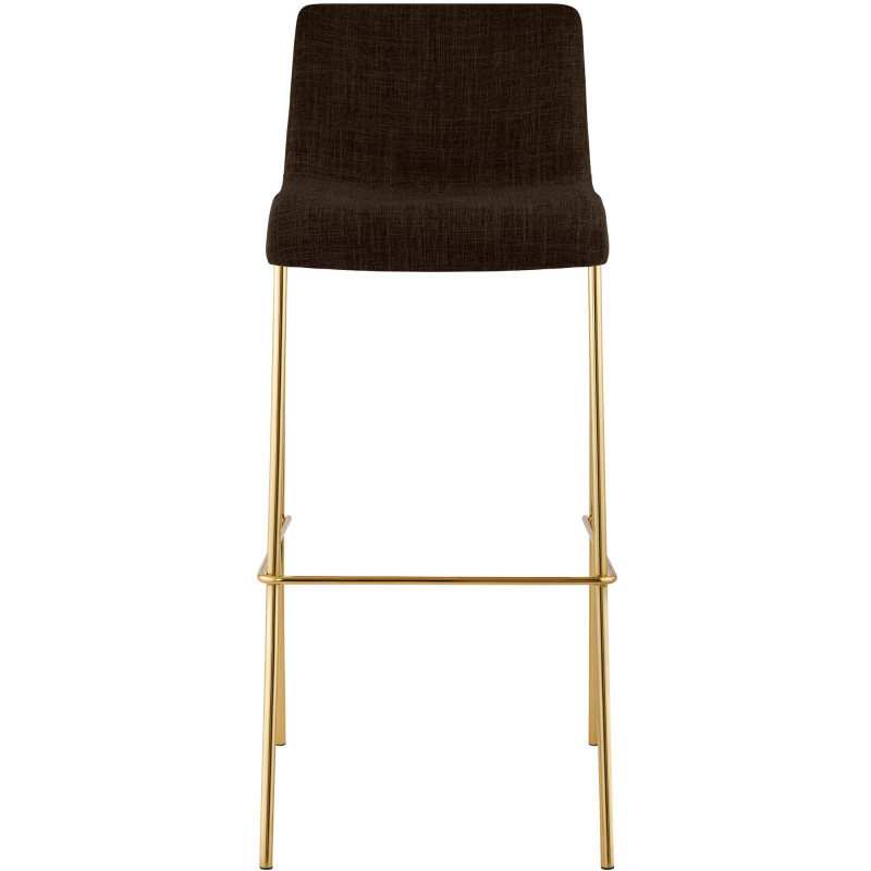 Tabouret de bar moderne chic Tissu Marron Métal Argenté Chromé Zeyon - 2